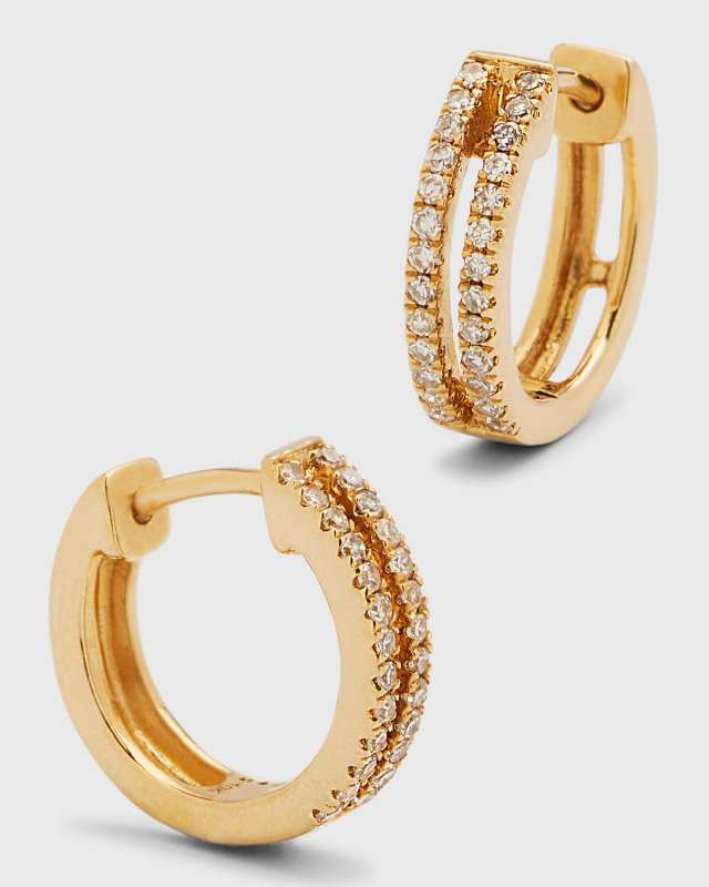 Pave Two Row Diamond Huggie Earrings